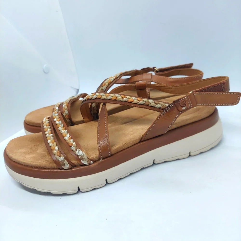 Easy Spirit Ivani Braided Slingback Sandals Brown Casual Women's Size 7M